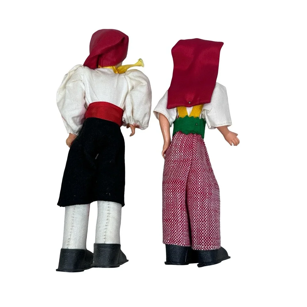 Vintage Erros Portugal Nazare Fisherman Souvenir Dolls Set 2 Traditional Folk